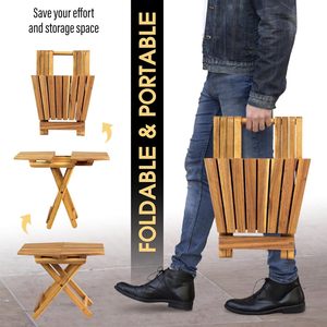 Mesa auxiliar plegable para exteriores, mesa de acento superior de madera para Patio, dormitorio, sala de estar o espacios pequeños, 18 "Natural x 13, 1 unidad - Product Image 6