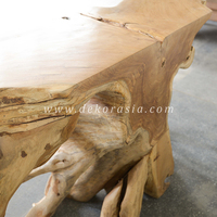 Table basse moderne en racine de teck sculptée, en bois massif, personnalisable et réglable, pour salon