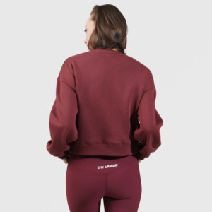 Sudadera Maroon Bopper con cuello de media cremallera, top de punto de seda oversize transpirable y corto para la temporada de otoño - Product Image 2