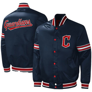 Chaqueta Versity de satén 100% de alta calidad, bombardero bordado con logotipo personalizado con lona, chaqueta de satén de seda al por mayor - Product Image 3