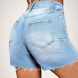 2025 gros Logo personnalisé été taille haute coton jean Shorts pour femmes respirant motif chaud Shorts - Product Image 6