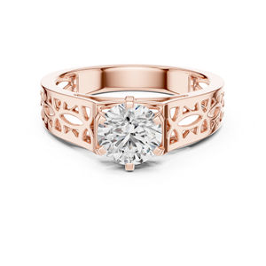 แหวนเพชรทรงกลมที่เพาะเลี้ยงในห้องปฏิบัติการ ทองคำขาว 14K |   แหวนหมั้น |   เพชรที่เพาะเลี้ยงใหม่ - Product Image 3