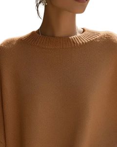 Customized Women Camel <b>Brown</b> Oversized Knit Poncho Sweater Winter Loose Fit Batwing Sleeve Soft Warm Pullover Casual Fashion Top - Product Image 4