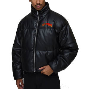 Veste matelassée de style universitaire en polyester/coton en gros, épaisse et de luxe, de haute qualité pour hommes, col rabattu, noir sur le devant - Product Image 1
