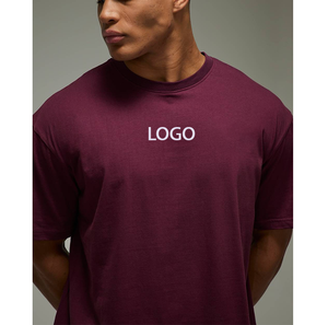 เสื้อยืดผู้ชายสีแดงเบอร์กันดี ทรงปกติ ไซส์ US UK แฟชั่นยอดนิยม ใส่ได้ทุกวัน ขายส่ง เสื้อผ้าสตรีทแวร์ โลโก้คลาสสิก ผ้าฝ้าย เสื้อยืดลำลอง - Product Image 1