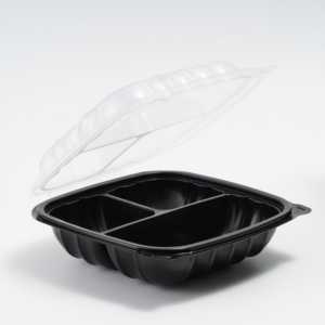 ProTakeOut, [8 x 8] Bicolore, 100 pièces, 3 compartiments, charnières, contenants à emporter en PP, durables et sans BPA, boîtes compatibles micro-ondes - Product Image 1