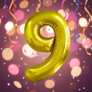 Palloncini Numero Party Love Oro N9 45cm Confezione da 12 pezzi - Product Image 3