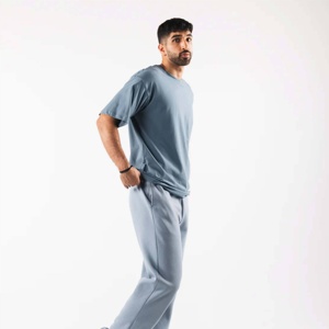 Boxy Hip Hop 240 Gsm de gran tamaño para hombre, Camiseta de algodón de peso pesado con gráfico de hombro caído, ropa de calle personalizada en blanco de lujo, camiseta 240 - Product Image 3