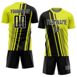 ชุดเสื้อฟุตบอลสีเขียวเหลืองชุดเสื้อโพลีเอสเตอร์แบบแห้งเร็วแบบพรีเมียมชุดสร้างแบรนด์แบบกำหนดเองพร้อมพิมพ์โลโก้หมายเลขชื่อ - Product Image 1