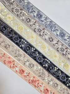 Wholesale Floral Embroidered Vintage Ethnic Style Tulle Lace Craft Trimming Border Colorful Mesh Embroidery Lace Trim - Product Image 3