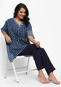 Diseñador de moda Lady Elegance Impreso con cuello en V Mujeres Kaftan Túnica Top - Product Image 3