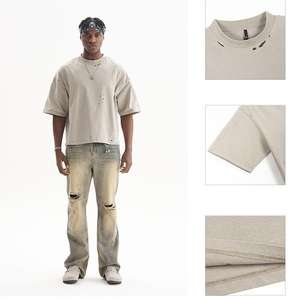 เสื้อยืดผ้าฝ้ายโอเวอร์ไซส์สำหรับผู้ชายเสื้อยืดบ็อกซี่แบบสั่งทำสำหรับ100% - Product Image 2