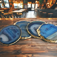 Sous-verres élégants en agate avec bordure dorée, épaisseur 10 mm, écologiques, résistants à la chaleur, faits à la main, finition naturelle brillante, style bohème