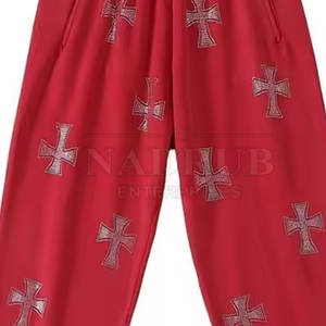 กางเกงผ้าฝ้าย100% สำหรับผู้หญิงประดับพลอยเทียมสไตล์หน้าแบนสำหรับฤดูหนาวชุดแต่งกายกลางแจ้งดีไซน์แบบตามสั่ง - Product Image 6