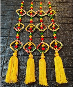 ที่แขวนผนังสีสันสดใสแบบดั้งเดิมตกแต่งด้วย Gota Pom-poms และพู่ตกแต่งห้องศิลปะ pooja งานฝีมือทำมือ - Product Image 2