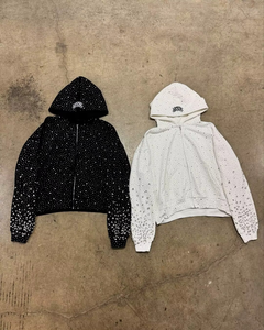 Sudadera con Capucha de Punto 100% Algodón para Hombre, con Forro Polar, Acabado de Cristal Termoadhesivo, Logotipo Personalizado, Alta Calidad para Invierno - Product Image 3