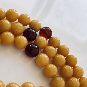 Chapelet bouddhiste Mala en ambre de la Baltique couleur beurre de cacahuète ; Collier de prière en ambre jaune pour le bouddhisme religieux - Product Image 2