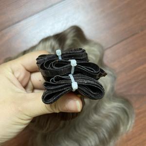 Ofertas de descuento, extensión de pelo plano de trama de pelo de color oscuro con extremo completo dibujado Doble - Product Image 4