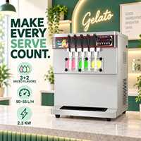 Machine à glace molle sur table en acier inoxydable 50-55 L/h, 5 saveurs mixtes, trémie de pré-refroidissement pour café ICM-390T