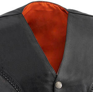 Gilet en cuir noir pour homme avec poches, fermeture à boutons recouverts, style vintage, anti-rides et respirant, vêtement d'extérieur d'automne - Product Image 5