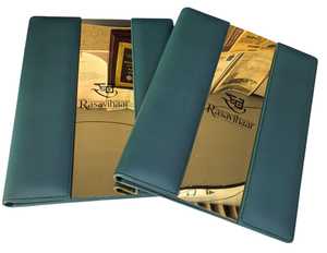 <b>A4</b> PU Leather Durable ISO Certified Menu Covers Customized Nickel Plated Logo Food Menu Restaurants Hotels - Product Image 4