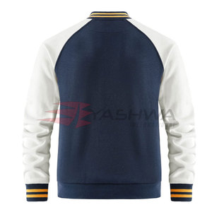 New Design Solid Color Men's Winter <b>Letterman</b> <b>Jacket</b> with Stand Collar and Front Logo Warm Streetwear Casual Clothing - Product Image 2
