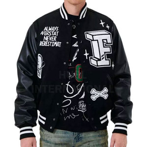 Custom Manufacturer High Quality Embroidery Leather Sleeves Letterman Varsity <b>Jackets</b> for Men Varsity Custom Men's <b>Jackets</b> - Product Image 3