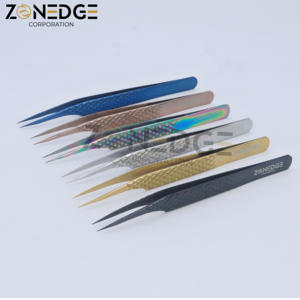 Pince à cils en acier inoxydable de qualité supérieure avec outils d'extension de cils professionnels à pointe en fibre - Product Image 2