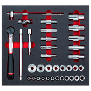 Juego de herramientas Usag de 35 piezas con módulos de espuma bicolor, incluye trinquete y vasos - Product Image 2