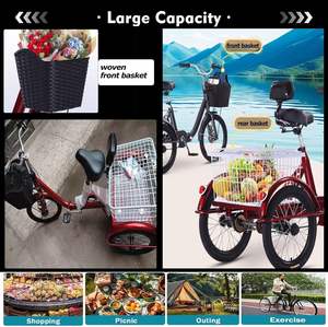 Triciclo Plegable para Adultos, Triciclo de Carga de 3 Ruedas con Cesta de Compras, Poste de Asiento Ajustable, Engranajes Perfectos, Sistema de Frenado Perfecto - Product Image 5