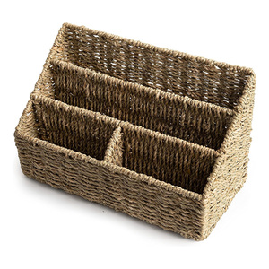 Seagrass newspaper rack with two compartments wholesale magazine holder <b>file</b> storage basket & <b>box</b> - Product Image 6