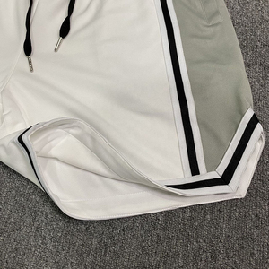 Unisex Basketball Shorts <b>White</b> Gray Color Blocked Drawstring Waist Breathable Regular Fit Adult Sports Wear - Product Image 3