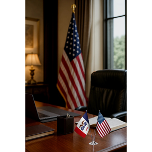 Iowa U.S. Custom Desk <b>Flag</b> Set Satin Plastic Polyester Silk Aluminum <b>Pole</b> Pennant Style Digital Printed Custom <b>Flag</b> Education - Product Image 3