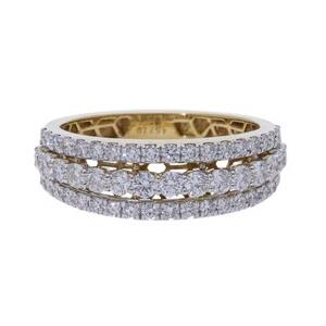 แหวนสามแถวประดับเพชรธรรมชาติสีทอง14K สุดหรูมีเพชรเม็ดกลมสวยงามในดีไซน์ดีไซน์แบบคลาสสิก - Product Image 6