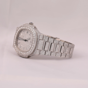 นาฬิกาควอทซ์สแตนเลส41มม. สำหรับผู้ชายหรูหราสไตล์ฮิปฮอปธุรกิจแต่งงาน5มม. VVS Moissanite อัญมณีหลวม - Product Image 2