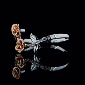 Anillo de Diamante Cultivado en Laboratorio de 0.15 CTW, Dos Tonos, Certificado SGL, Oro Blanco y Rosa Sólido de 14K - Product Image 3