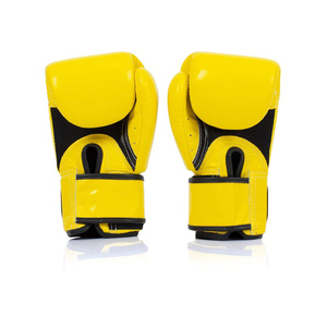 Gants de boxe MMA de haute qualité, jaunes, en cuir véritable, protection UV complète des doigts, antidérapants, fermeture auto-agrippante, sangle de poignet réglable - Product Image 2