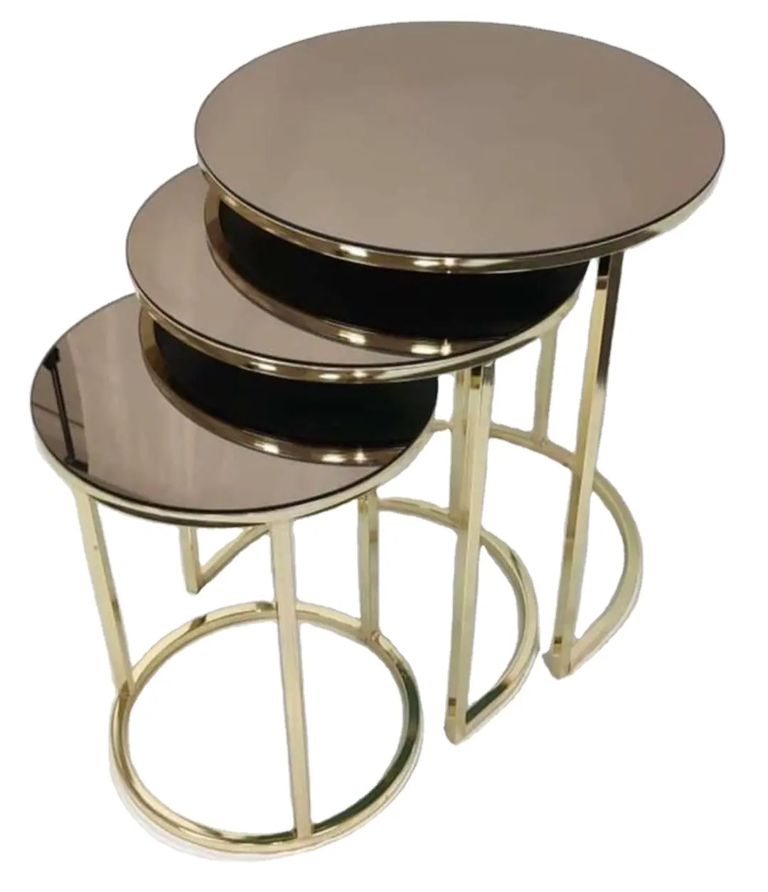 高級コーヒーテーブルメタルガラスホワイトラウンドセットモダンコーナーエンドティーベッドサイドリビングルームテーブル用の小さなコーヒーテーブル