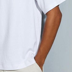 T-shirt pour homme en coton et fibre de bambou de haute qualité, couleur unie, surdimensionné, lourd, vintage, taille plus, respirant, uni - Product Image 2