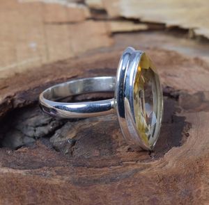 Citrine Sterling Silver Marquise Ring November Birthstone Handmade Boho Gemstone Jewelry Elegant Gift For Women - Product Image 4