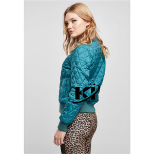 Chaqueta de nailon acolchada con diamantes ligera y delgada para mujer, chaqueta bomber transpirable de poliéster personalizada para mujer, chaquetas cortavientos de secado rápido - Product Image 4