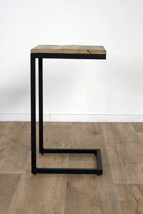 Side <b>table</b> with <b>wooden</b> <b>top</b> and metal legs - Product Image 4