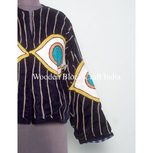 Chaqueta de Invierno de Terciopelo con Bordado Suzani Hecho a Mano, Chaqueta Corta Suzani para Mujer, Talla Única, Chaqueta Acolchada Corta - Product Image 2