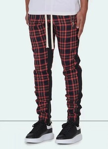 Pantalon de survêtement à carreaux bicolore décontracté à la mode pour hommes printemps et été avec bas à fermeture éclair pantalon de fitness - Product Image 6