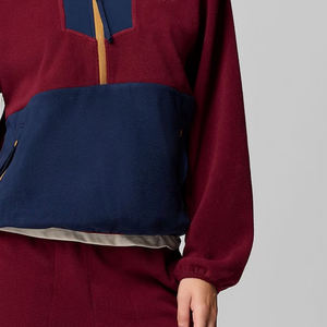 Sudadera de Forro Polar para Mujer, Uso Casual y al Aire Libre, Diseño de Bloques de Color con Logotipo Personalizado, Diseño de Cuello Alto con Cierre de Cremallera de un Cuarto, Moderno - Product Image 4