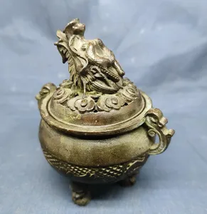 เตาเผาเครื่องหอมบาคูร์ทองเหลืองตกแต่งพร้อมฝาปิด |   เตาเผาอู๊ดหรูหราสำหรับกลิ่นหอมในบ้านและบรรยากาศทางจิตวิญญาณ - Product Image 3