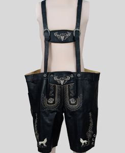 Lederhosen Nappa Nappa แบบพรีเมี่ยมสไตล์เยอรมันวินเทจสำหรับผู้ชาย - Product Image 1