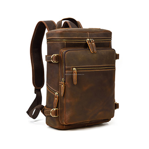 Sac à dos en cuir vintage unisexe, logo personnalisé, qualité supérieure, compartiment pour ordinateur portable, sac de voyage, prix d'usine - Product Image 3