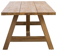 Table rectangulaire en bois de teck de récupération de qualité supérieure couleur bois naturel pour meubles de salle à manger ou d'hôtel/villa à la maison