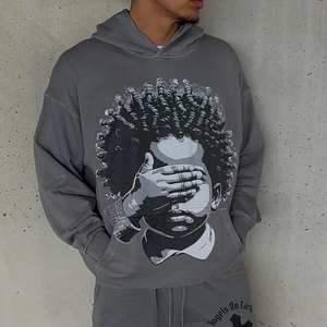 Streetwear personnalisé Boxy Puff Sweat à capuche qualité brodée recadrée éponge française personnage unique motif graphique décontracté - Product Image 3